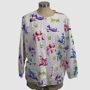 Shrek 2 Snap Front Scrub Jacket Womens Small